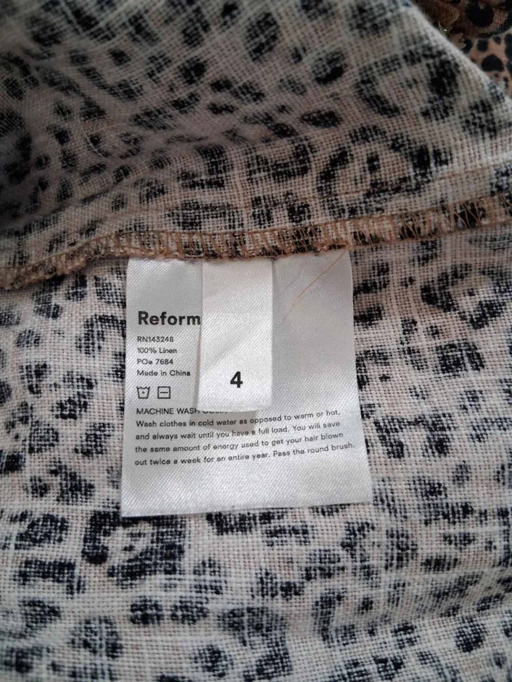 Reformation JACKIE Leopard Print Wide Leg Crop Linen Pants Size 4